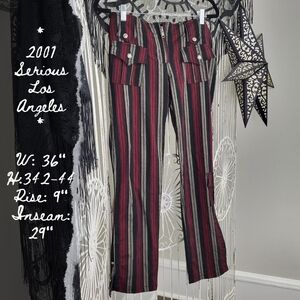 Vintage Serious Los Angeles Pants - Red Black Grey Flared Buttons